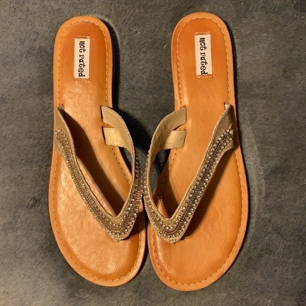 Gold Rhinestone Sandals Size 8.5 - Picture 2 of 8